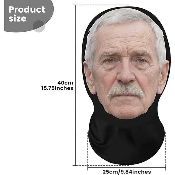 Old Man Mask Adult Spandex Headscarf Funny Costume Party Dress Up Face Veil - Picture 6 of 7